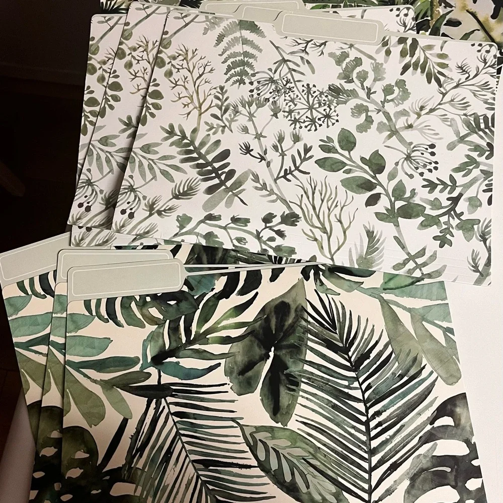 Botanical Green Leaf File Folders Bundle